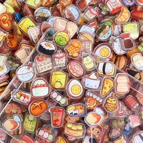 Cute Kawaii Food Stickers, Cartoon Food-Themed Decorative Stickers for Journals, Scrapbooks, Planners & DIY Crafts